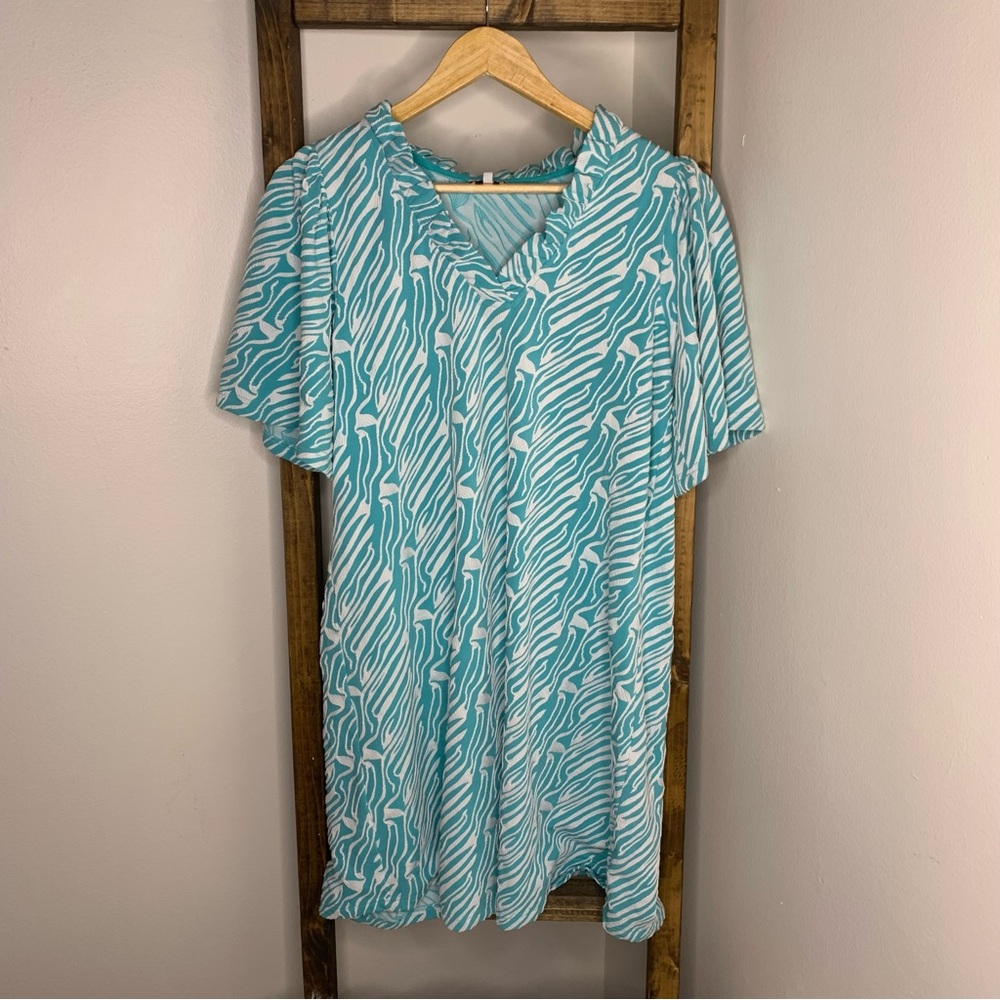 VOY Teal Abstract Print Dress Size S